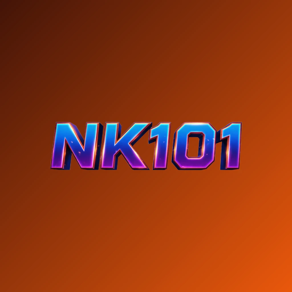 Bold 3D gaming logo with the text NK101 in energetic colors, featuring a modern esports-inspired horizontal rectangular wordmark design with a transparent background